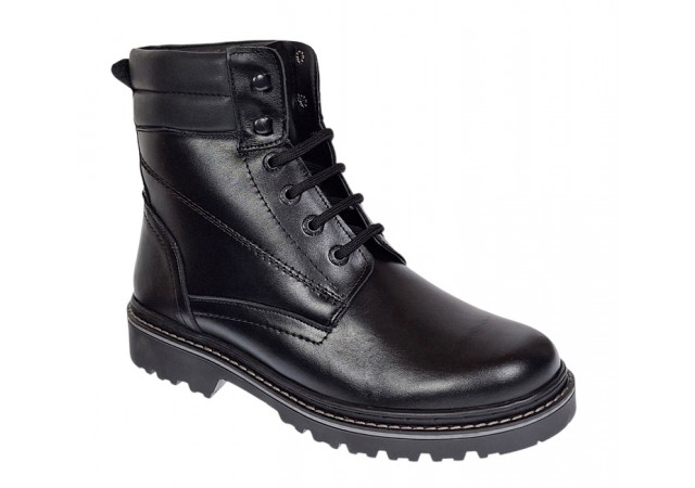 Bocanci barbati miliari din piele naturala imblaniti, model Army Force Negru GKR700N